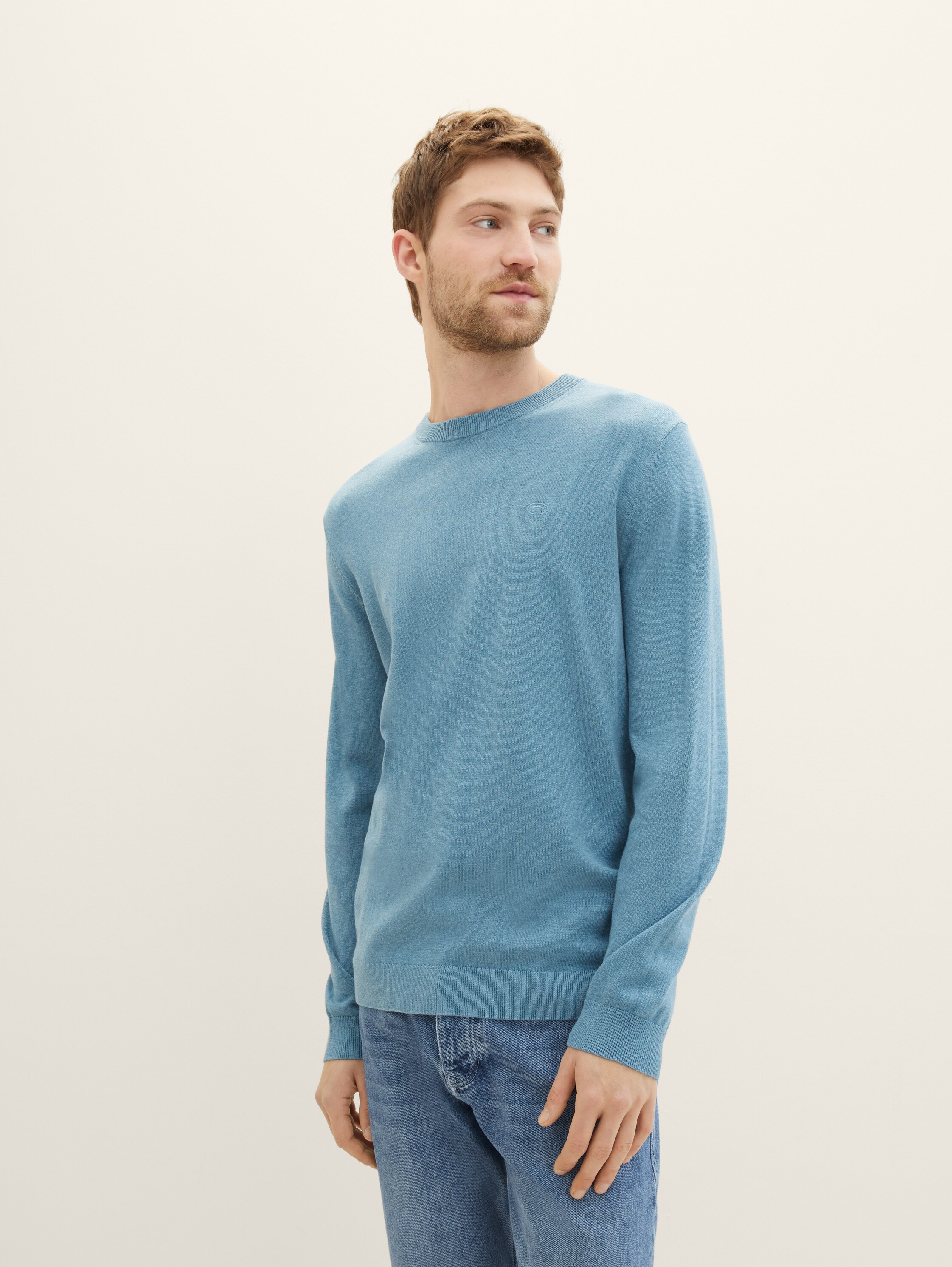 Sweat simple - blue water melange - Découpe Vue de face du modèle