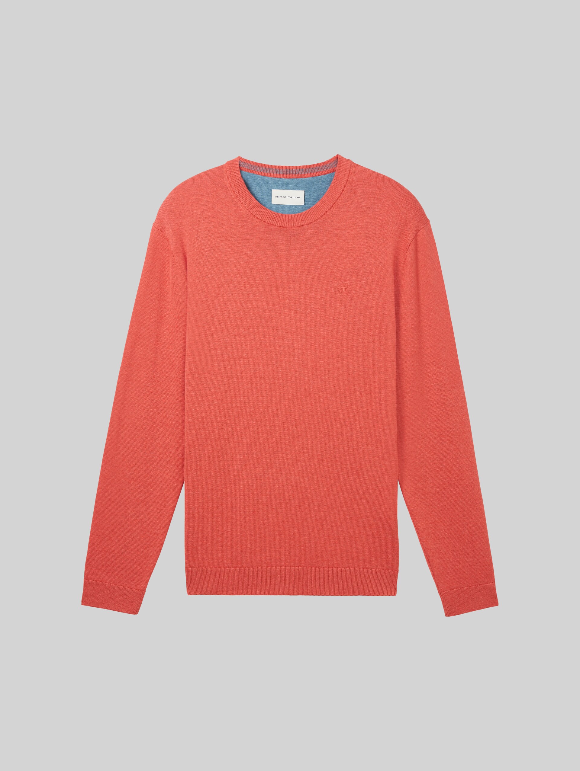 Basic gebreide trui van katoen - soft red melange