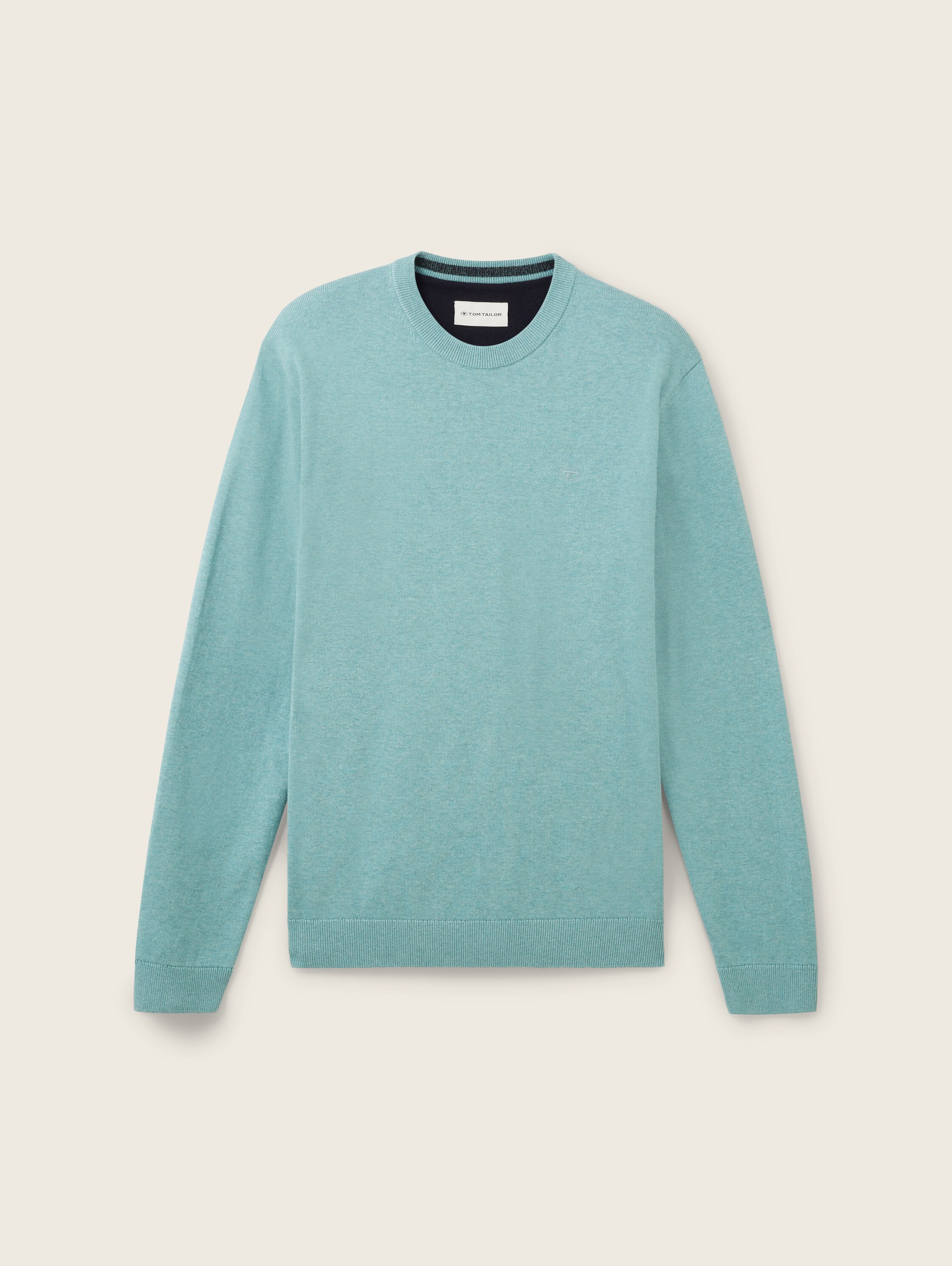 Strickpullover mit Rundhalsausschnitt - soft mint melange