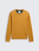 Pull en maille basique en coton - mustard melange