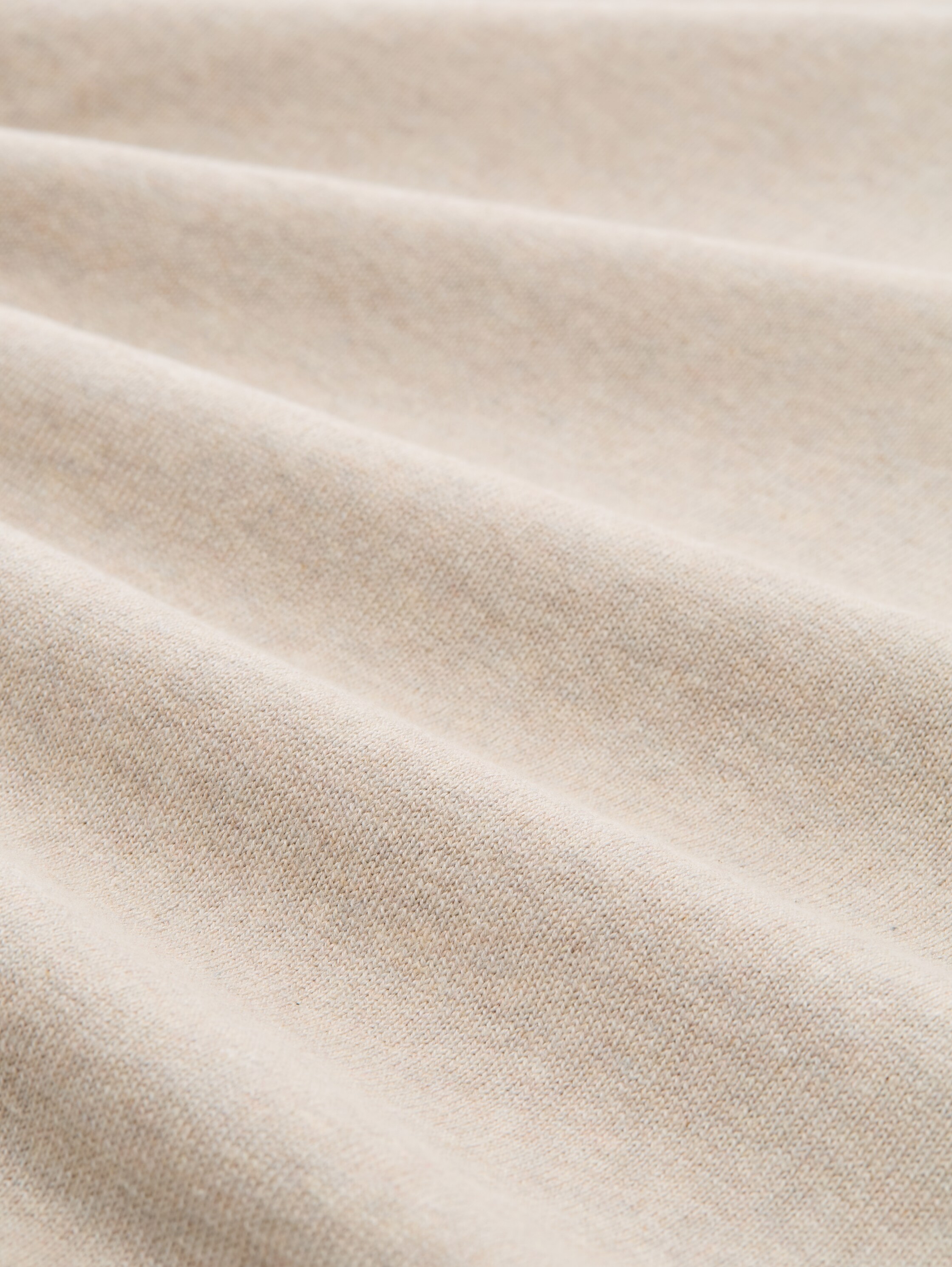 Basic gebreide trui van katoen - cashew beige melange - Materiaalweergave