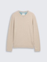 Pull en maille basique en coton - cashew beige melange