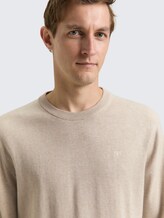 Pull en maille basique en coton - cashew beige melange - Vue détaillée du modèle