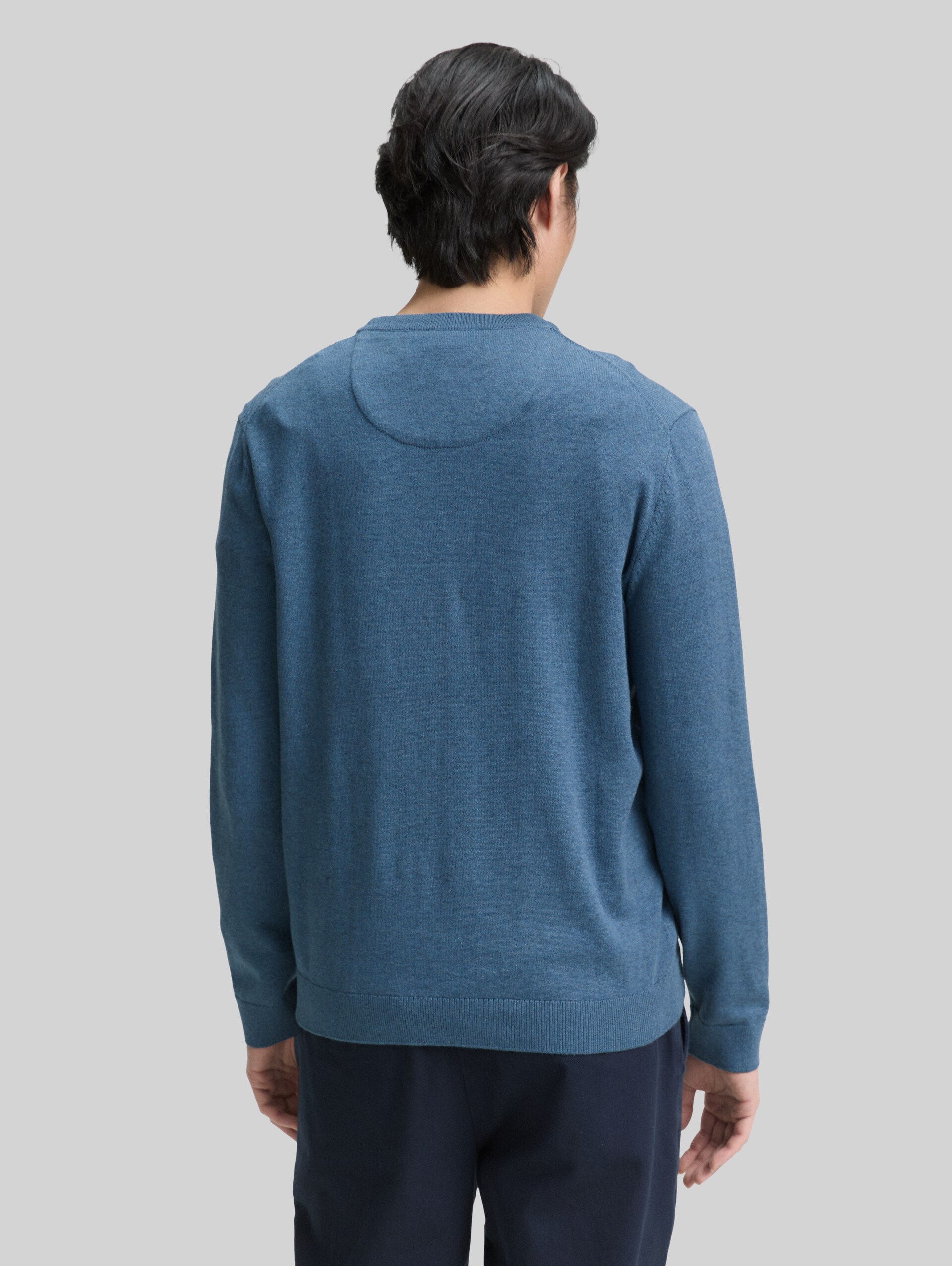 Basic Strickpullover aus Baumwolle - real teal melange