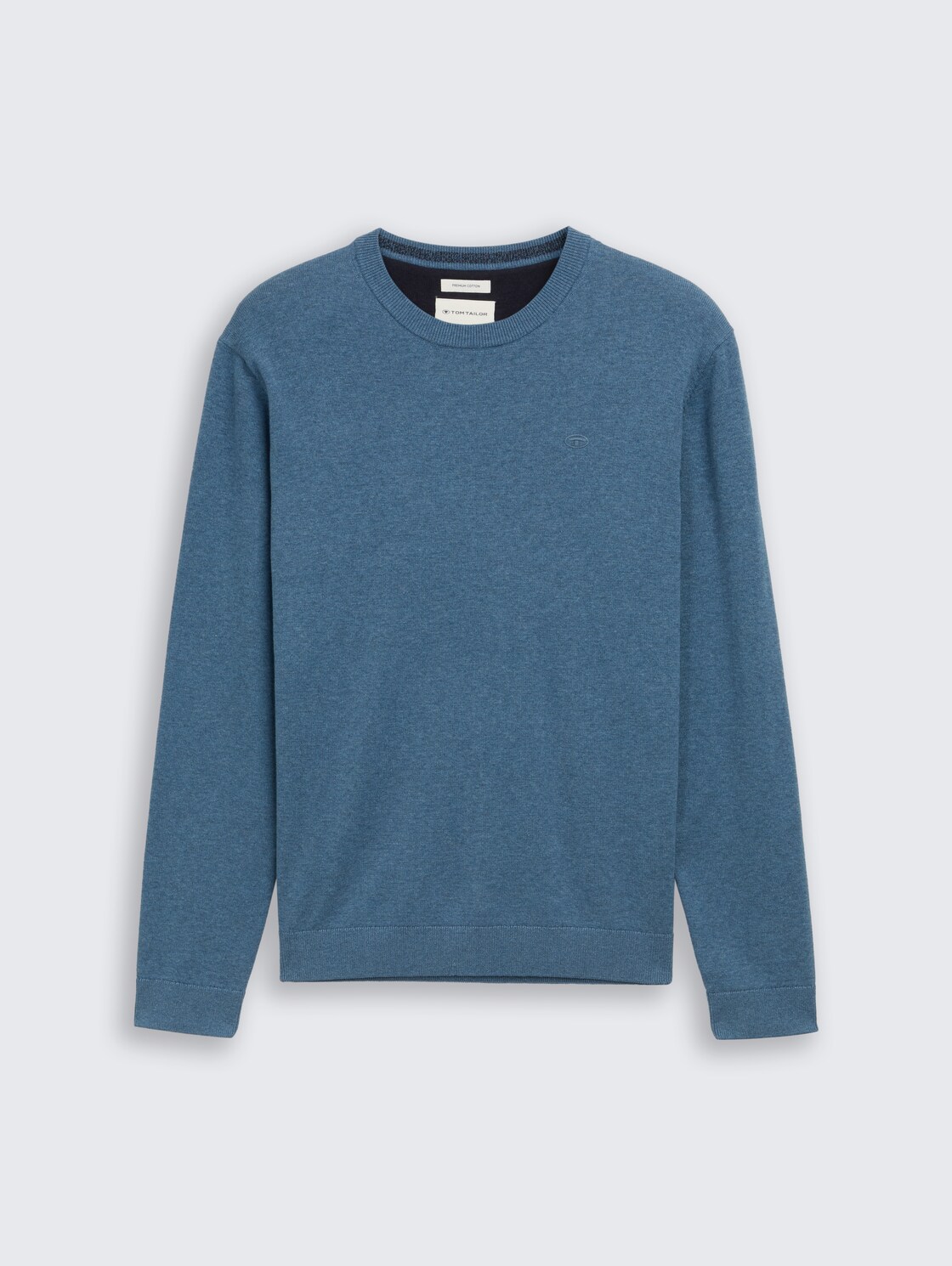 Basic Strickpullover aus Baumwolle - real teal melange