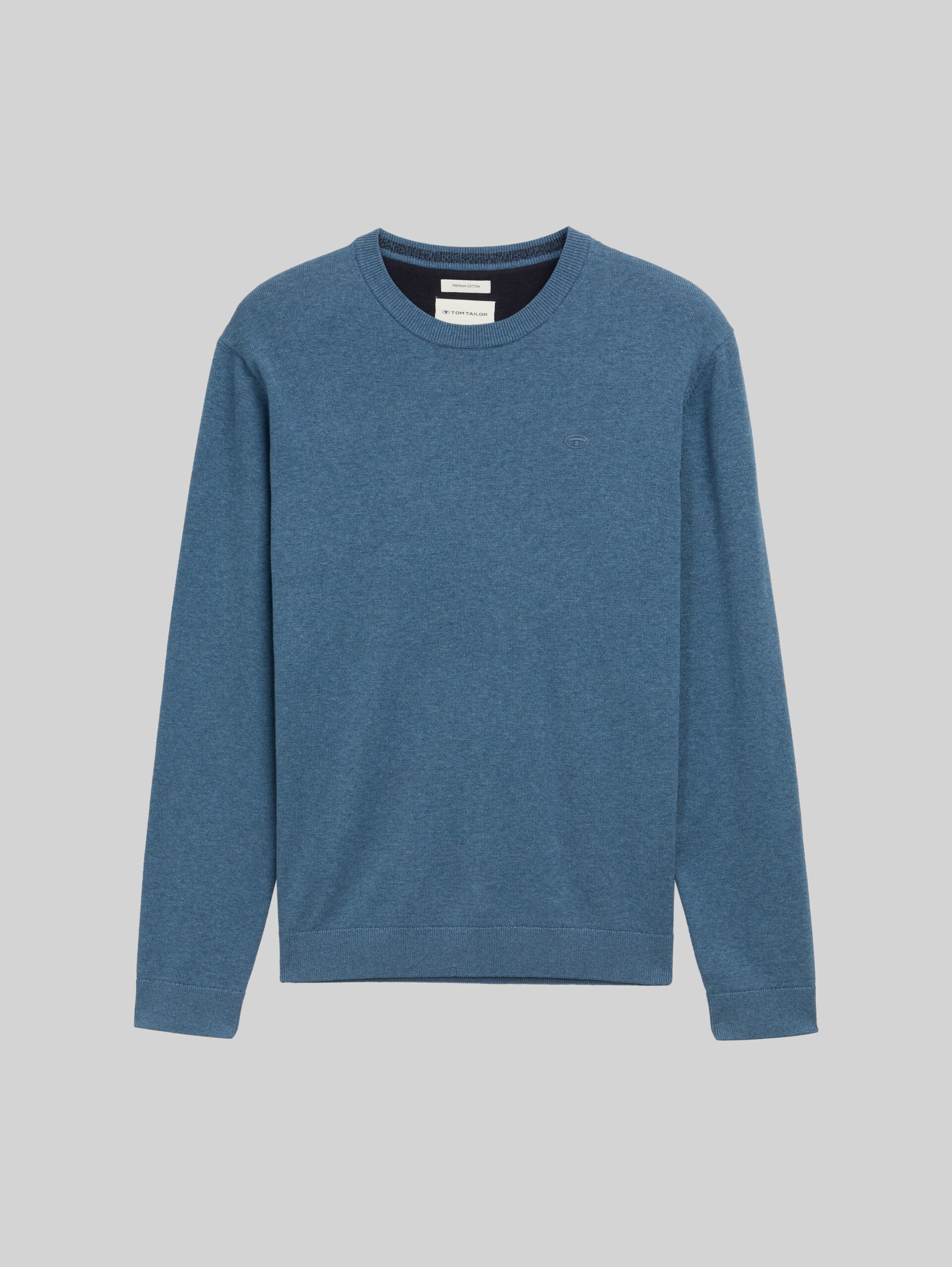 Basic Strickpullover aus Baumwolle - real teal melange