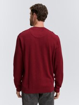 Basic Strickpullover aus Baumwolle - dark samba red melange