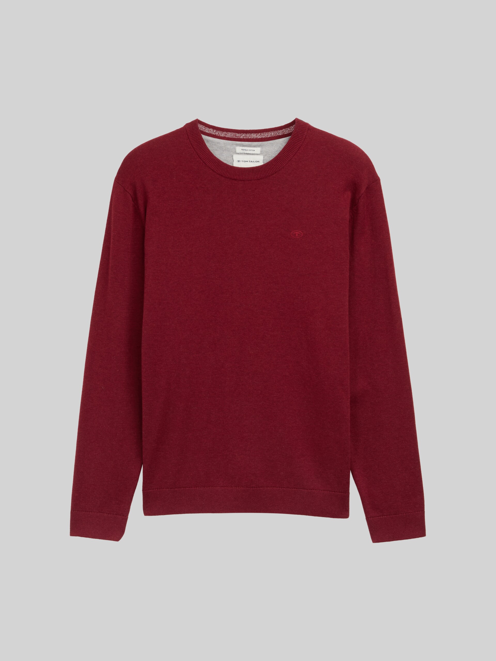 Basic knitted jumper in cotton - dark samba red melange