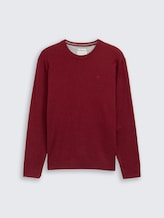 Basic Strickpullover aus Baumwolle - dark samba red melange