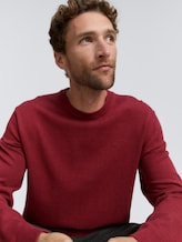 Basic Strickpullover aus Baumwolle - dark samba red melange - Detail-Model-Ansicht