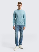 Pull en maille basique en coton - tourmaline melange - Vue de face du modèle