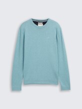 Pull en maille basique en coton - tourmaline melange