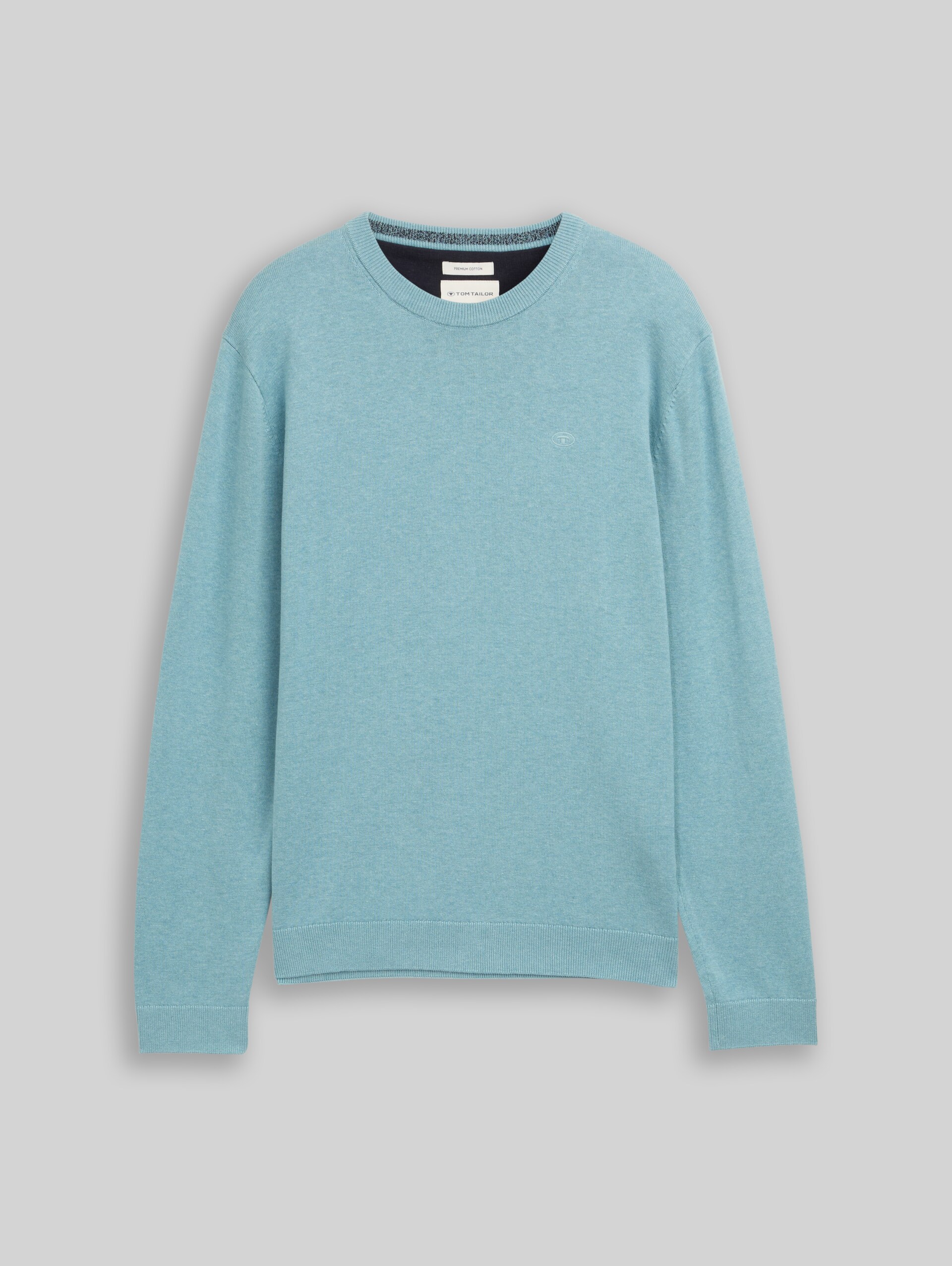 Basic knitted jumper in cotton - tourmaline melange