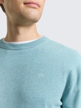 Pull en maille basique en coton - tourmaline melange - Vue détaillée du modèle
