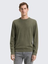 Pull en maille basique en coton - tea leaf melange - Découpe Vue de face du modèle