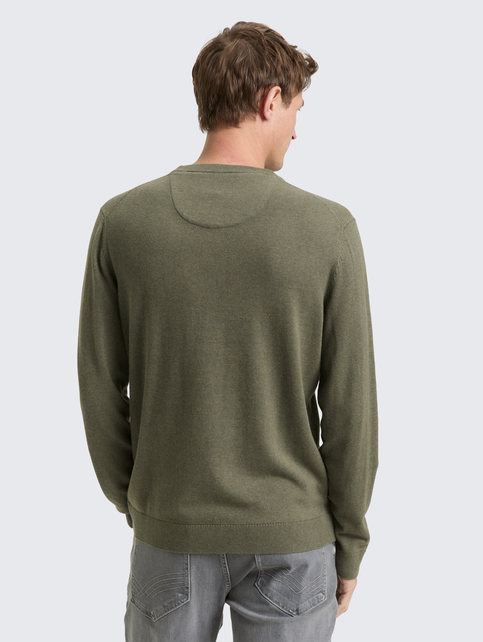 Basic Strickpullover aus Baumwolle - tea leaf melange