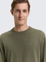 Pull en maille basique en coton - tea leaf melange - Vue détaillée du modèle