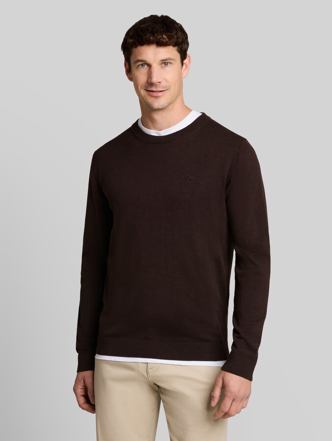 Basic Strickpullover aus Baumwolle von Men, dark chocolate brown melange