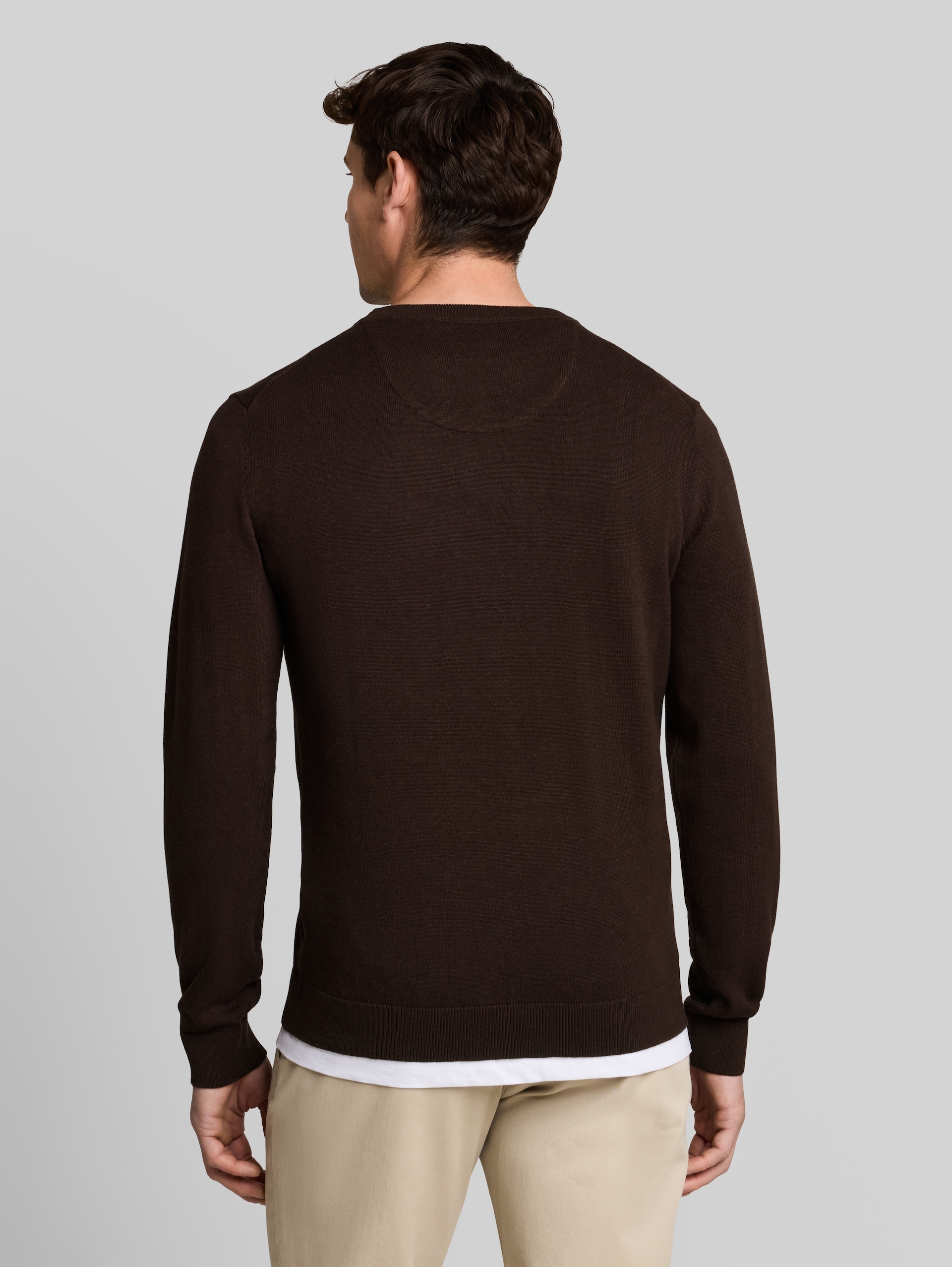 Basic Strickpullover aus Baumwolle - dark chocolate brown melange