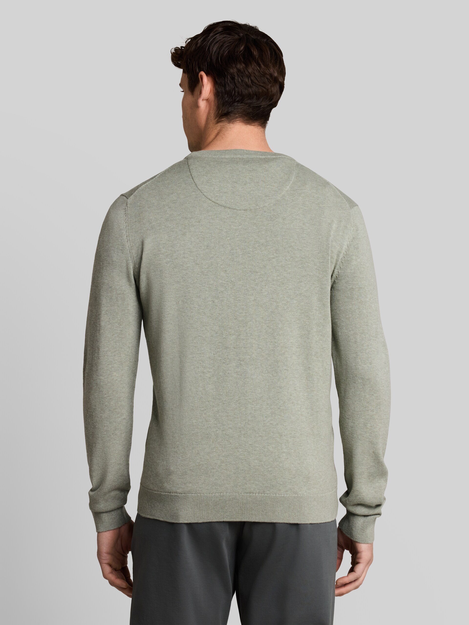 Basic Strickpullover aus Baumwolle - iron mint melange