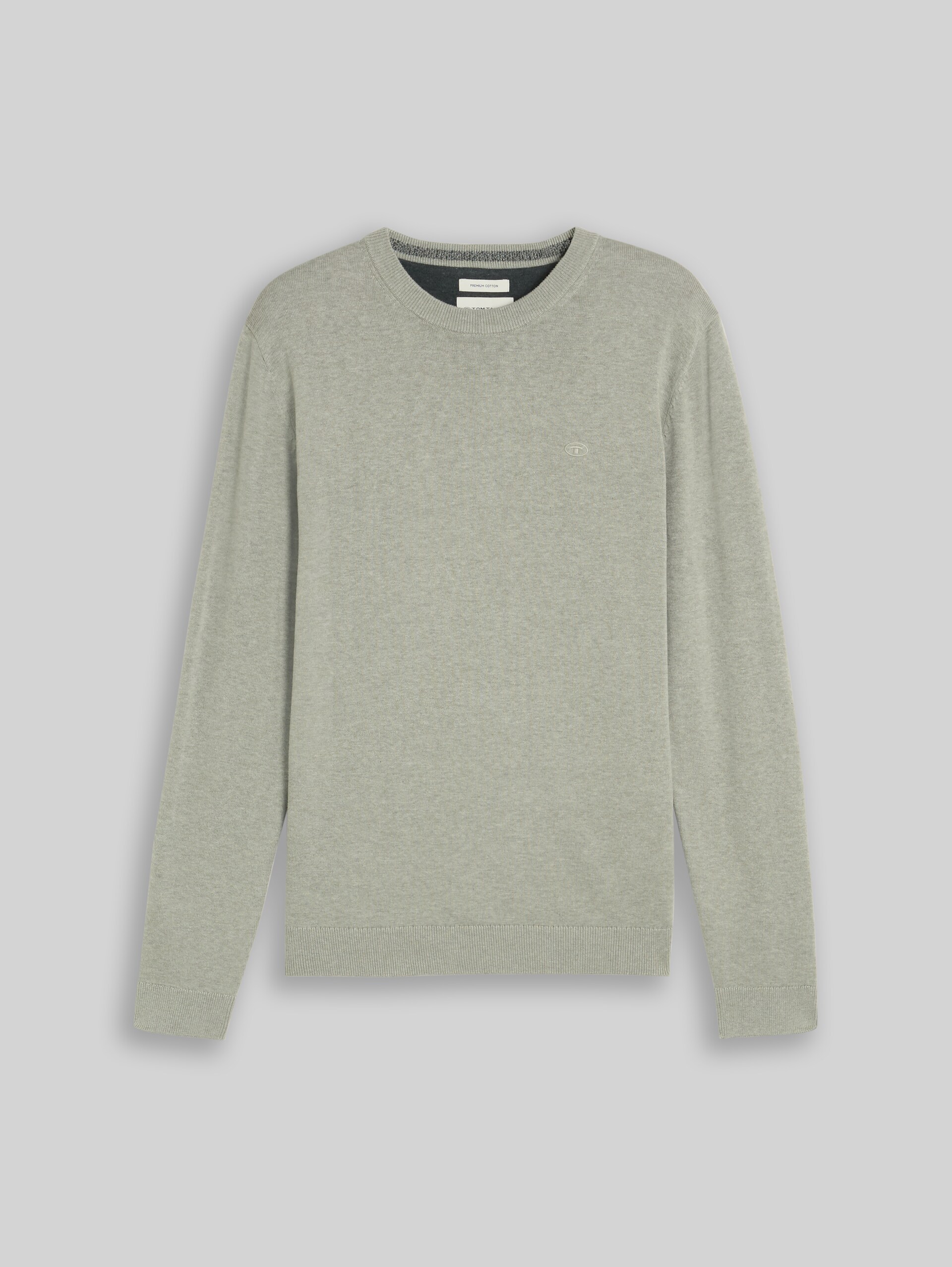 Basic Strickpullover aus Baumwolle - iron mint melange