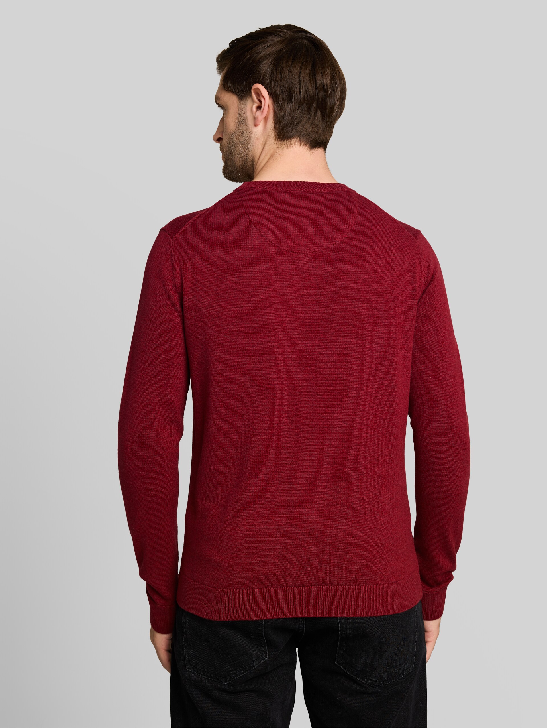 Basic Strickpullover aus Baumwolle - carlet red melange