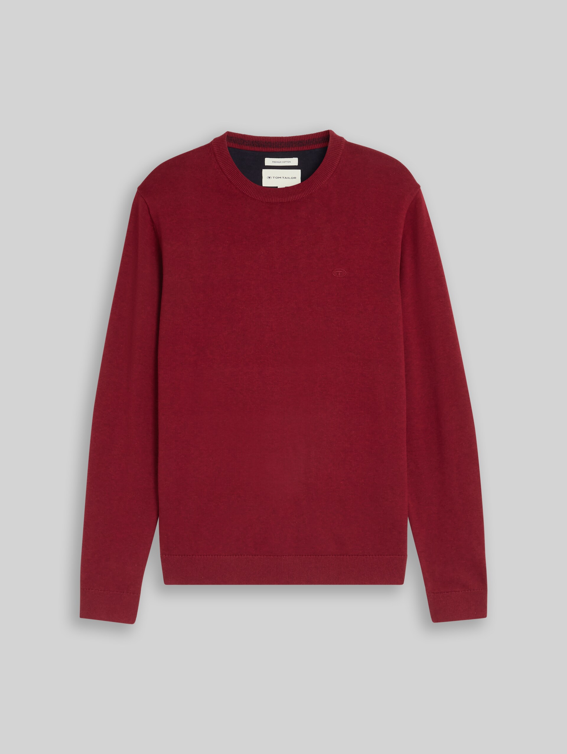 Basic Strickpullover aus Baumwolle - carlet red melange