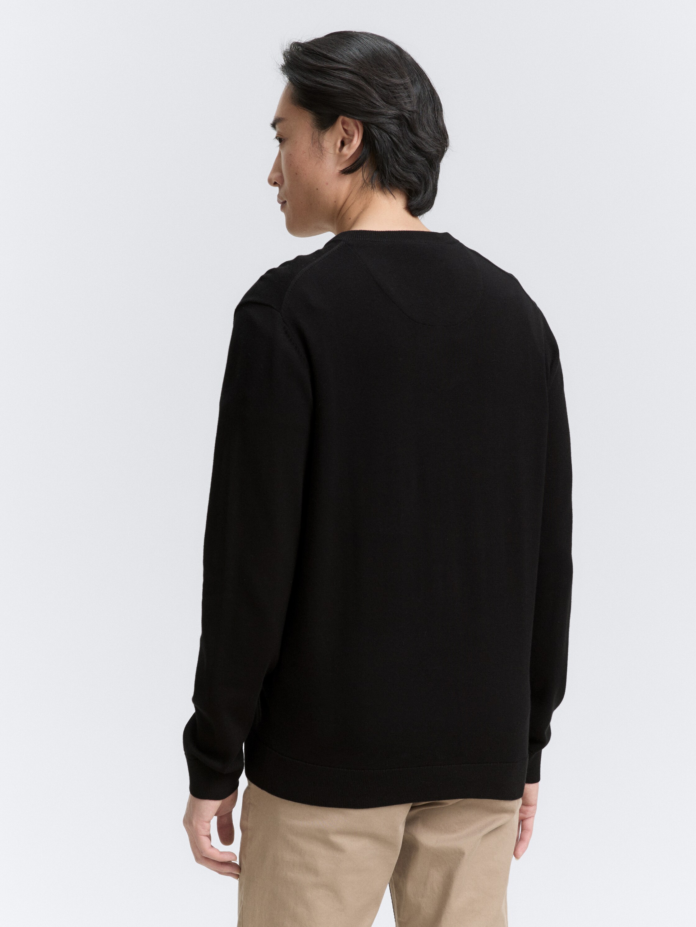 Gebreide trui met V-hals - black - 