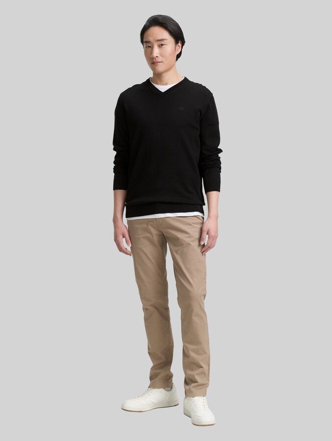 Strickpullover mit V-Ausschnitt von Men, Black