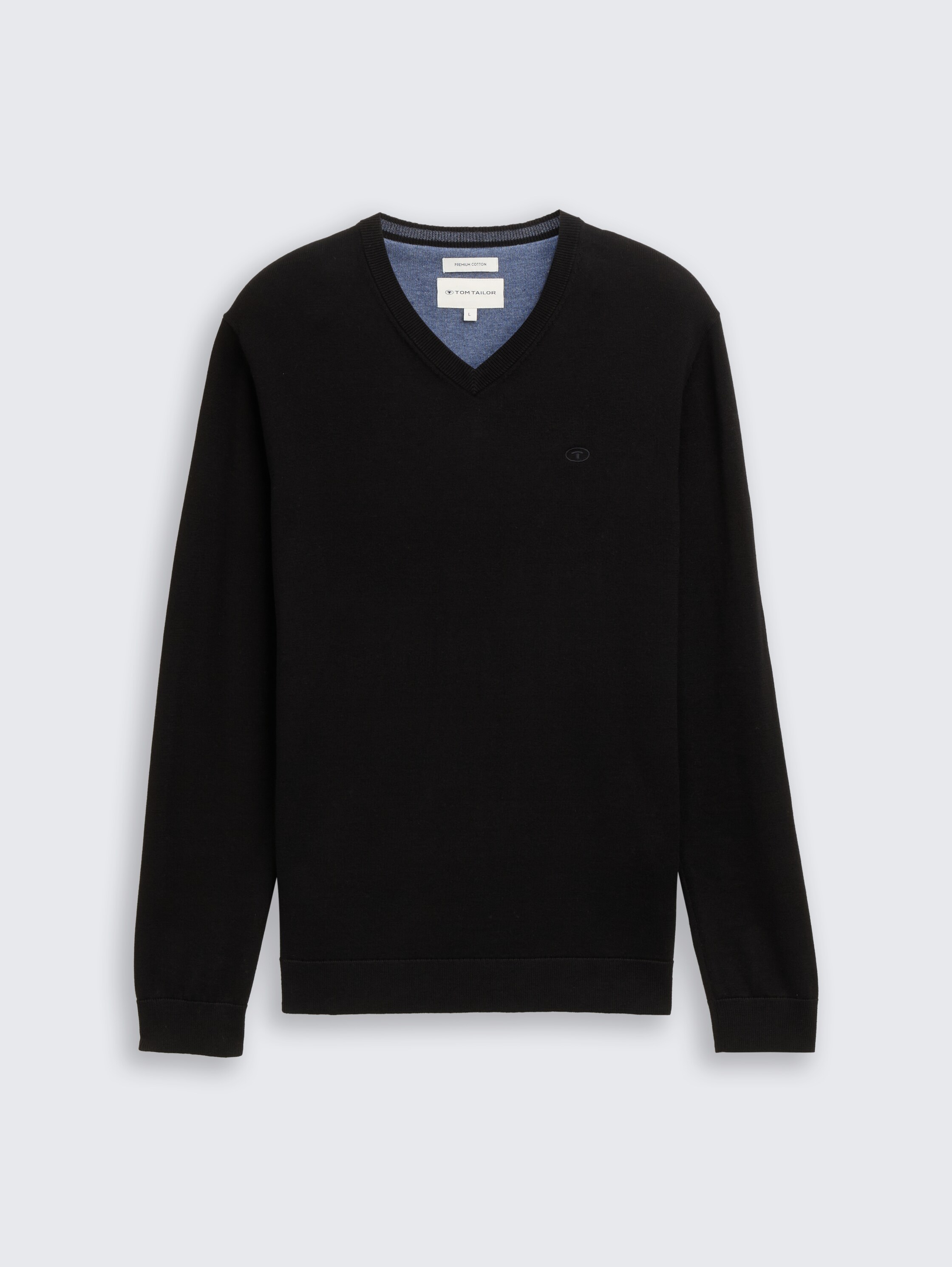Gebreide trui met V-hals - black - 