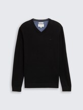 Pull en maille à col en V - Black