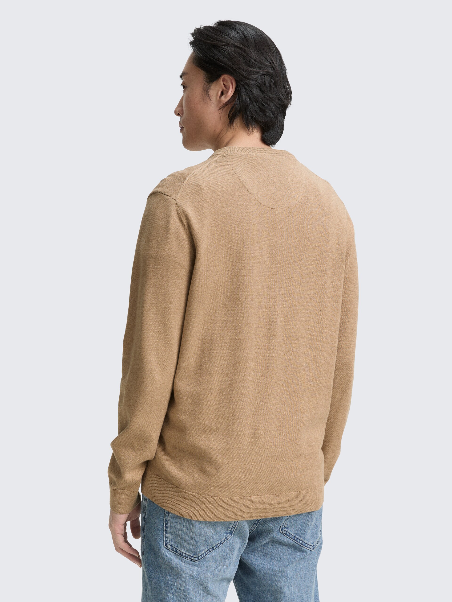 Strickpullover mit V-Ausschnitt - hazel brown melange