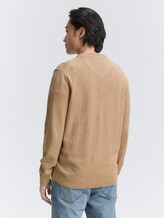Pull en maille à col en V - hazel brown melange