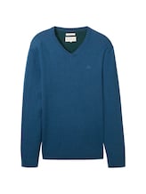 Ausgewählt, Strickpullover mit V-Ausschnitt von Tom Tailor, blau