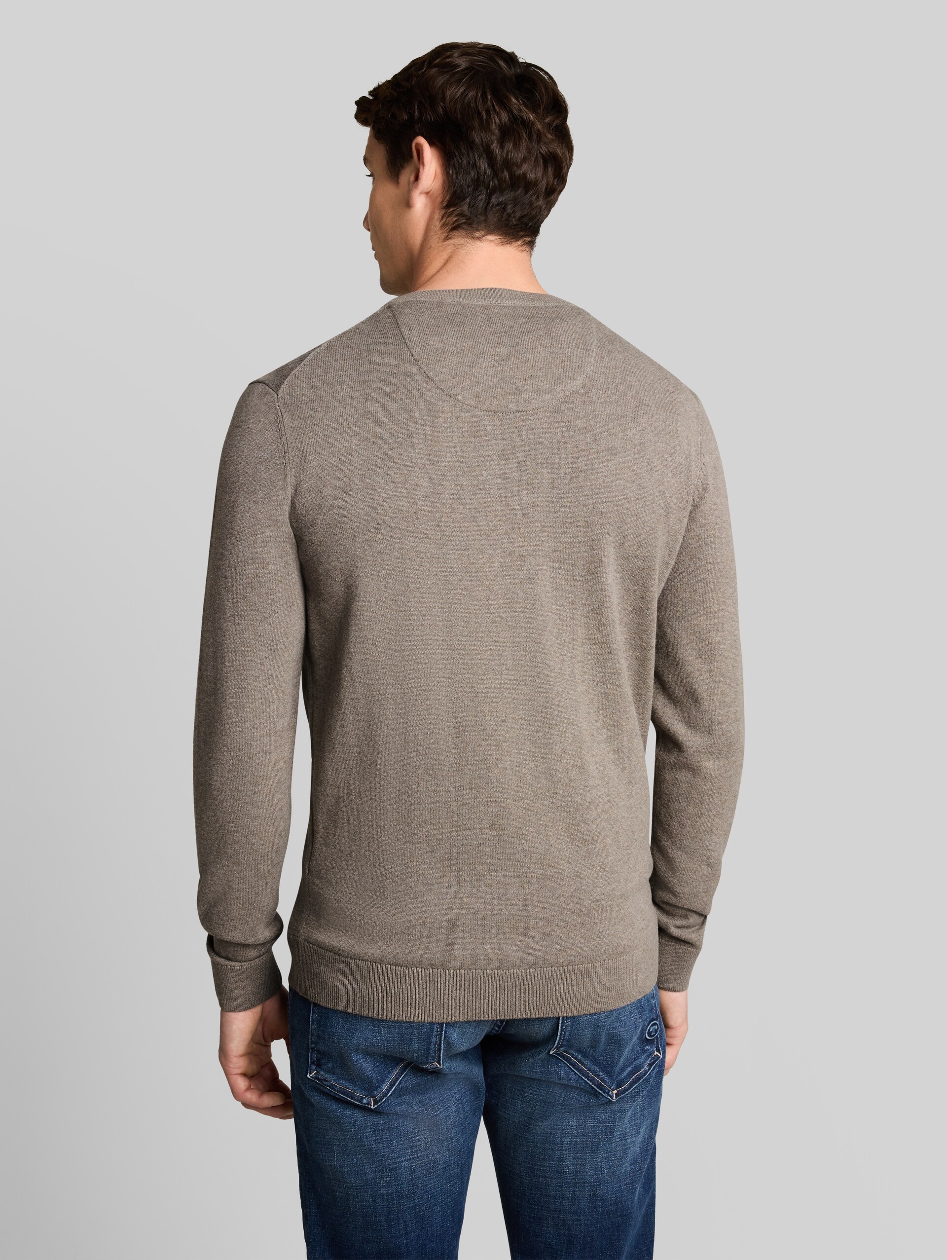 Basic Strickpullover aus Baumwolle - Driftwood Taupe Melangé