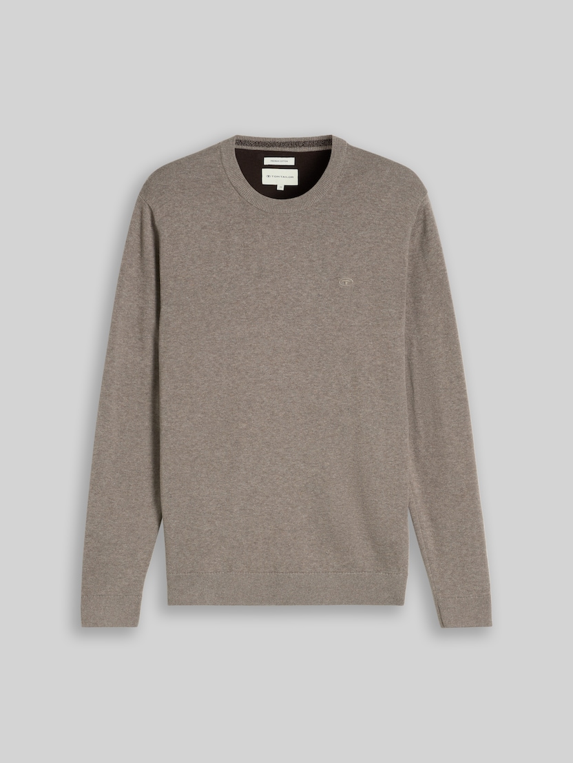 Pull en coton basique par Men, Driftwood Taupe Melangé