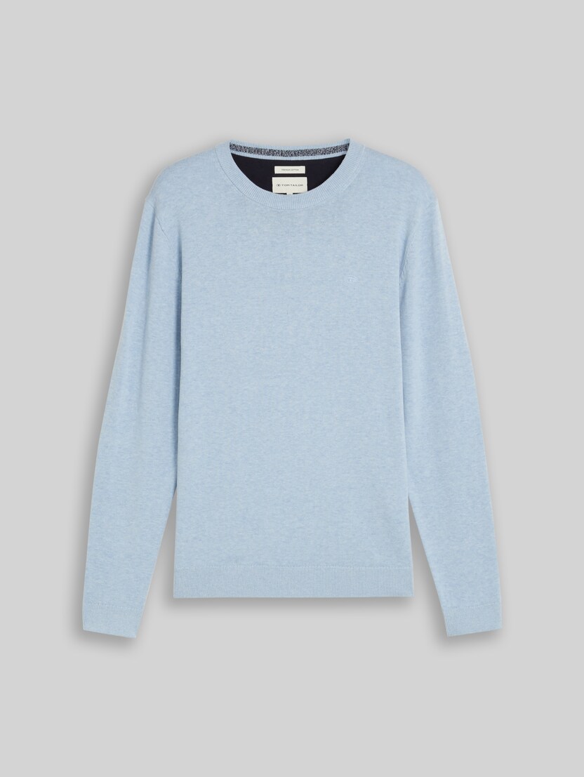 Basic katoenen gebreide trui door Men, Pale Blue Mélange