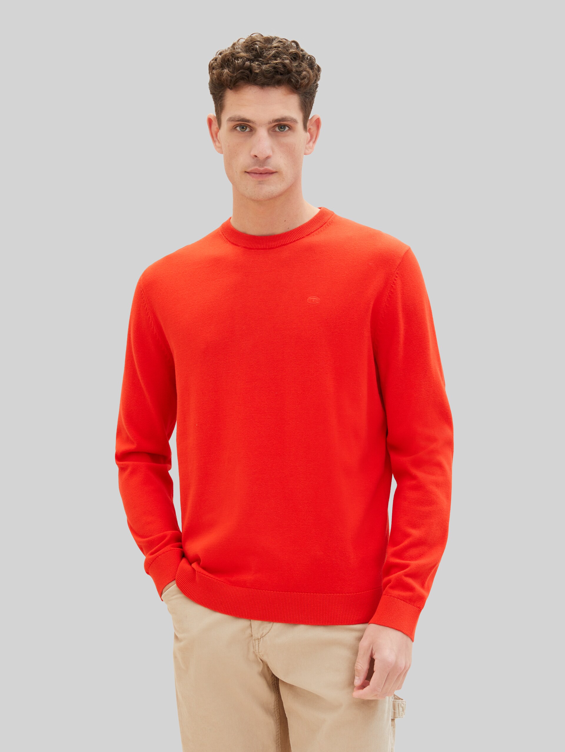 Basic katoenen gebreide trui - Basic Red