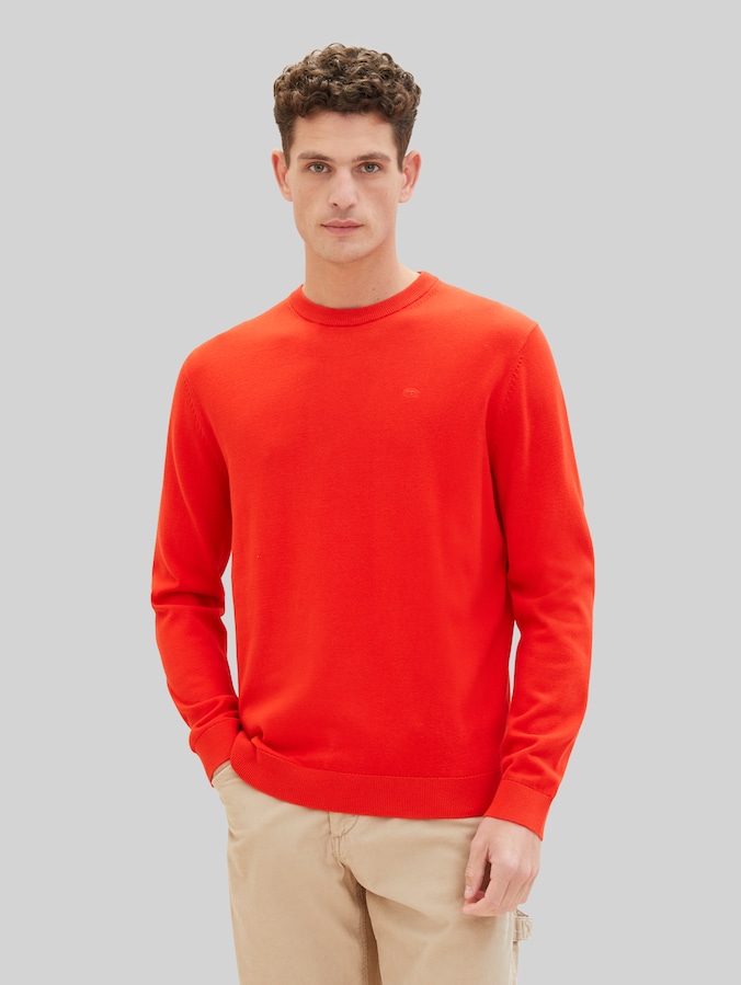 Basic katoenen gebreide trui door Men, Basic Red
