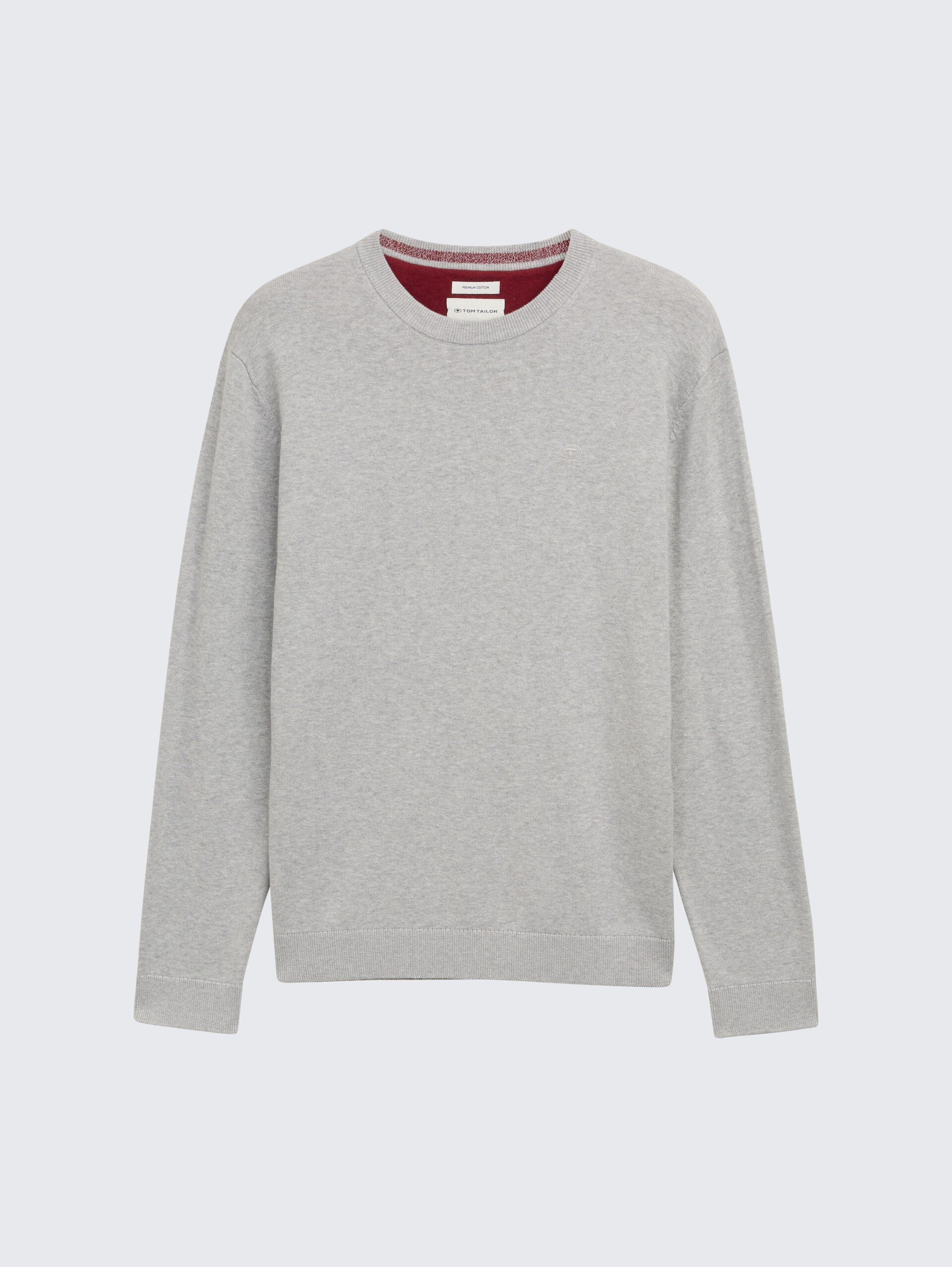 Basic Strickpullover aus Baumwolle - Light Soft Grey Melange