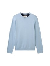 Niet geselecteerd, Basic katoenen gebreide trui door Tom Tailor, blauw