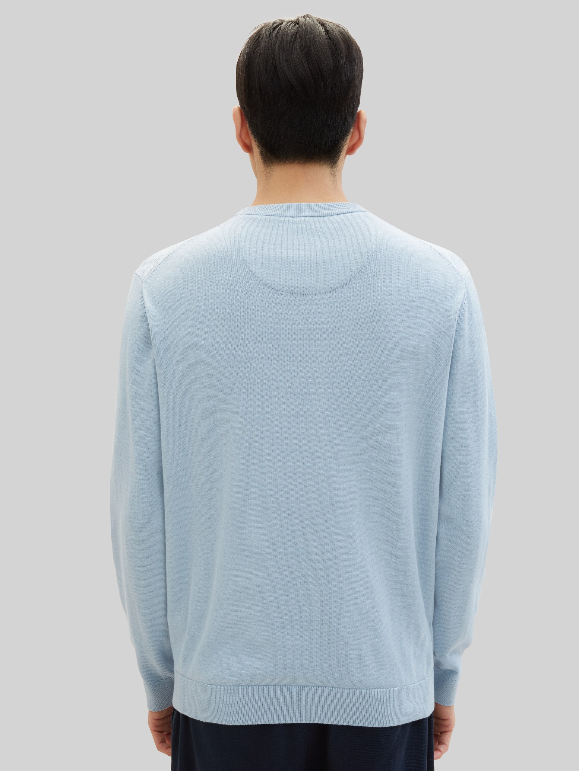 Basic katoenen gebreide trui - Foggy Blue