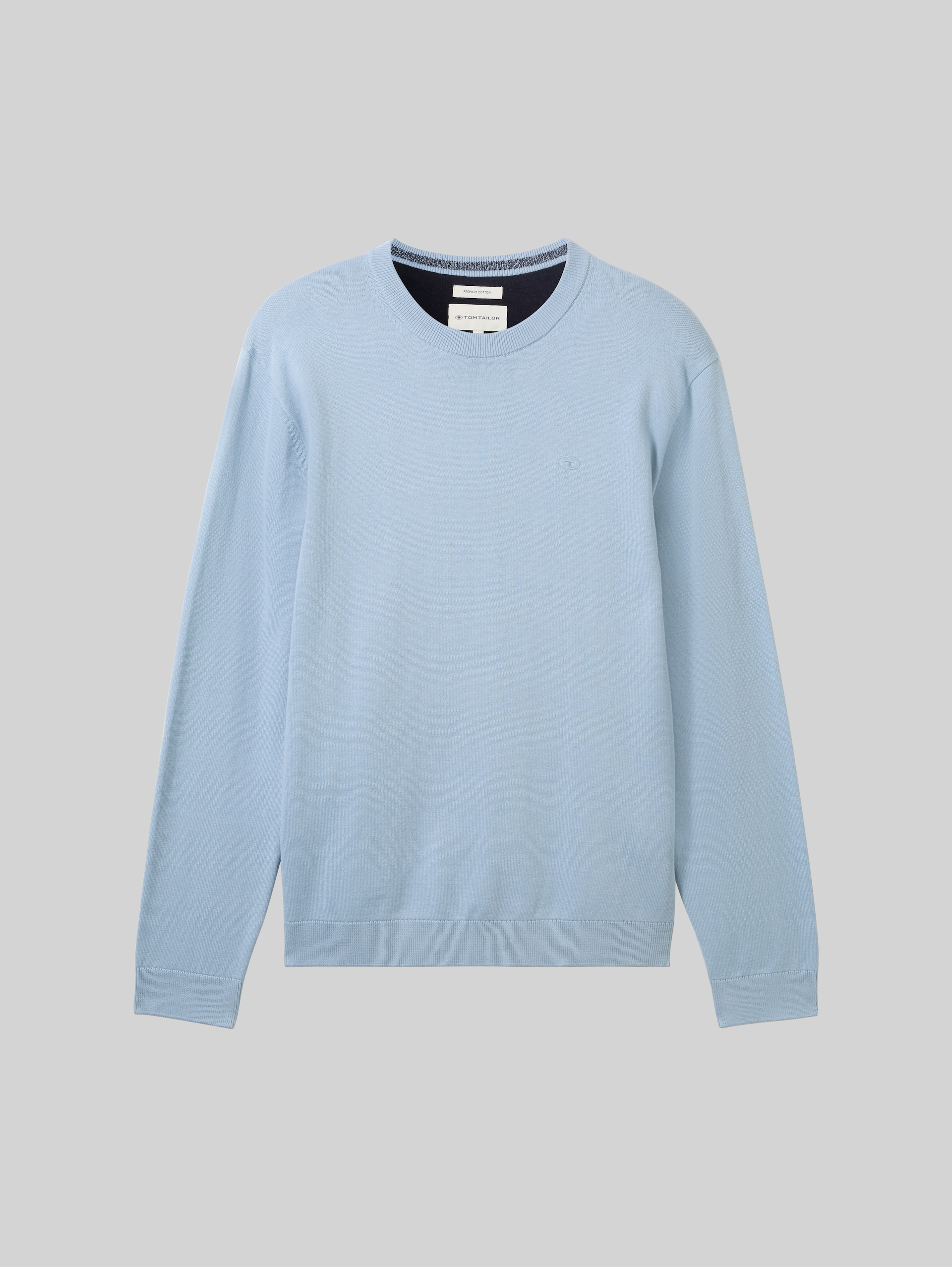 Basic katoenen gebreide trui - Foggy Blue