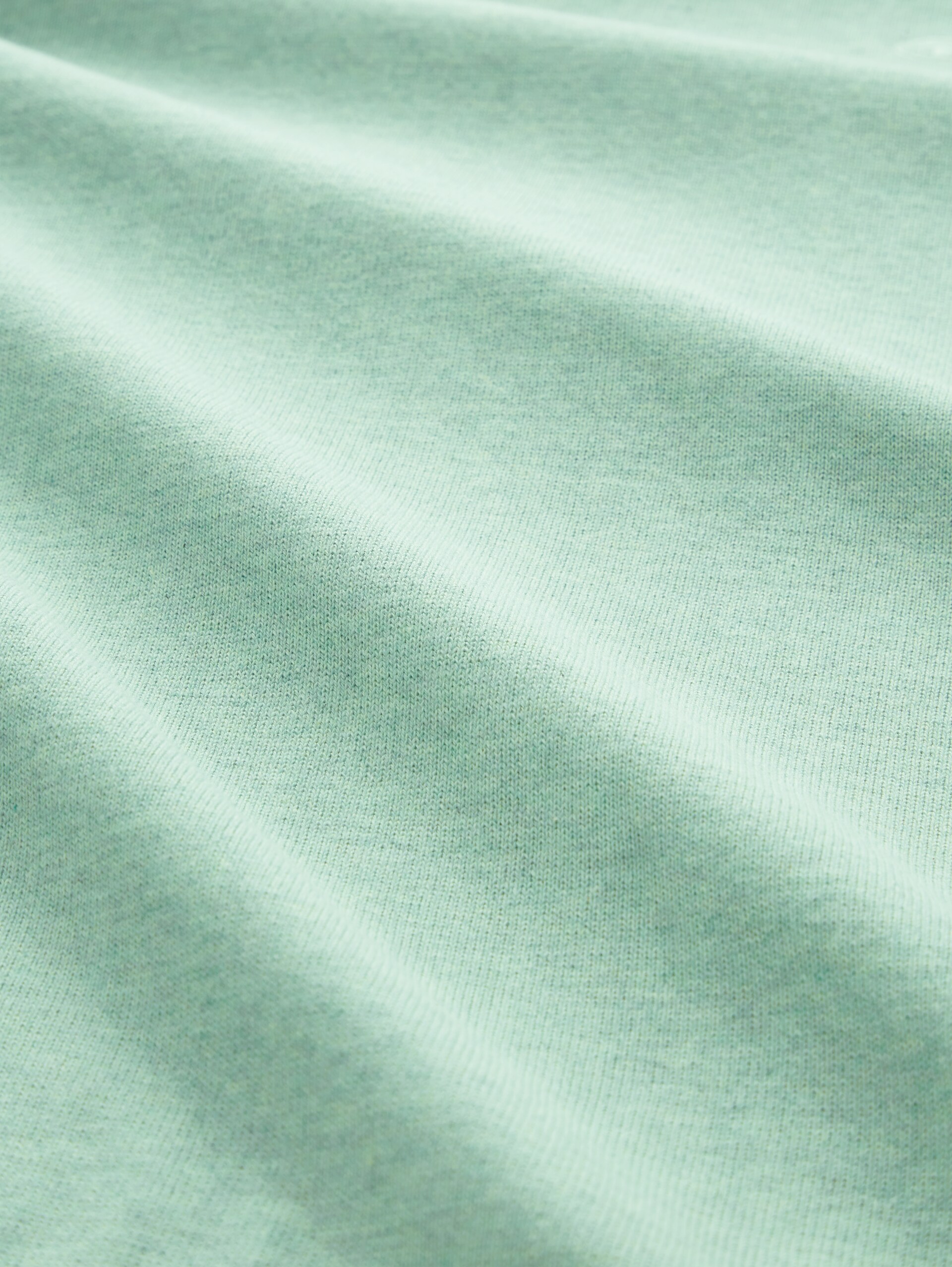 Basic katoenen gebreide trui - soft jade melange - Materiaalweergave