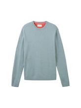 Niet geselecteerd, Basic katoenen gebreide trui door Tom Tailor, blauw