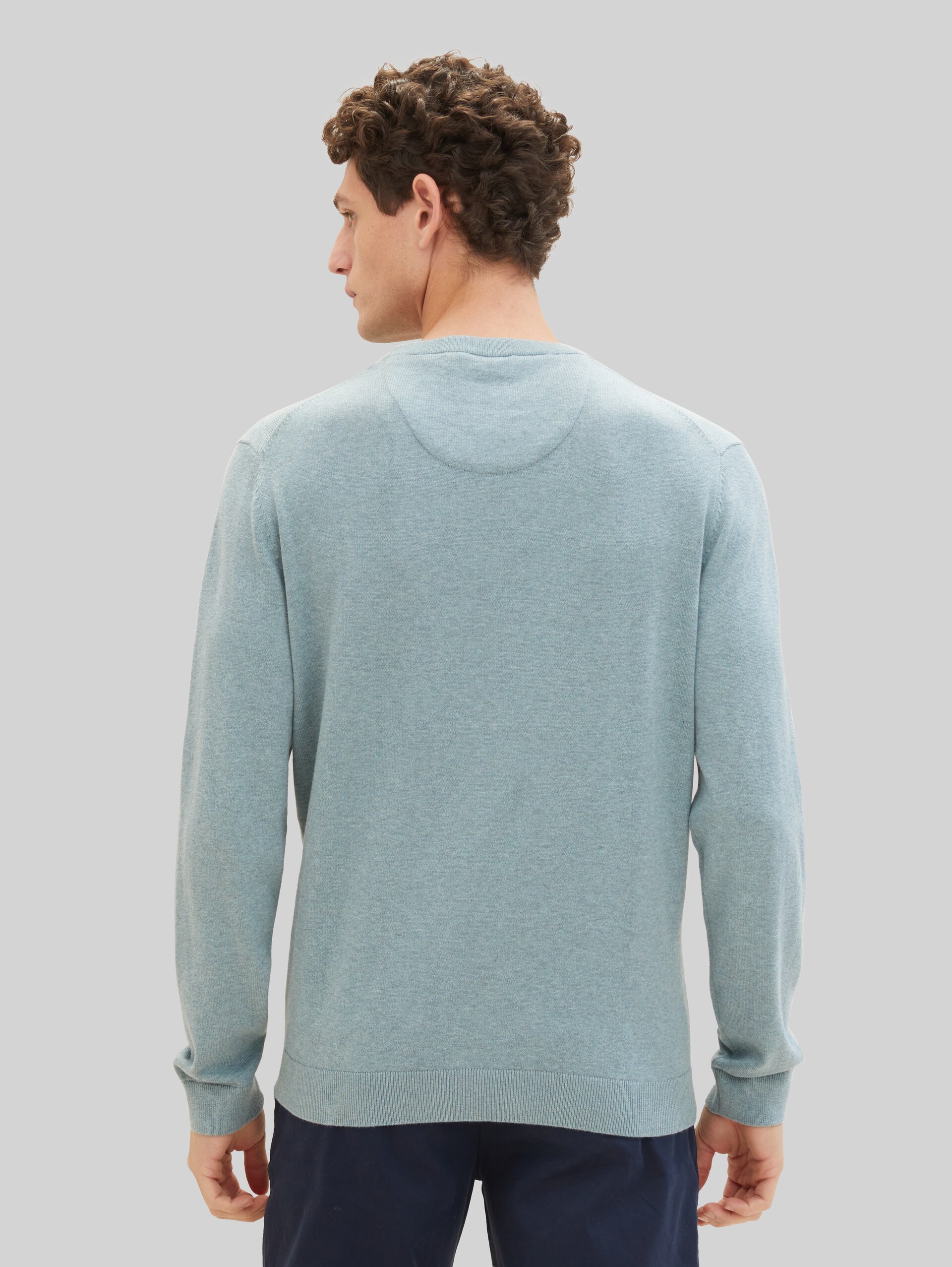 Basic katoenen gebreide trui - dusty ice melange