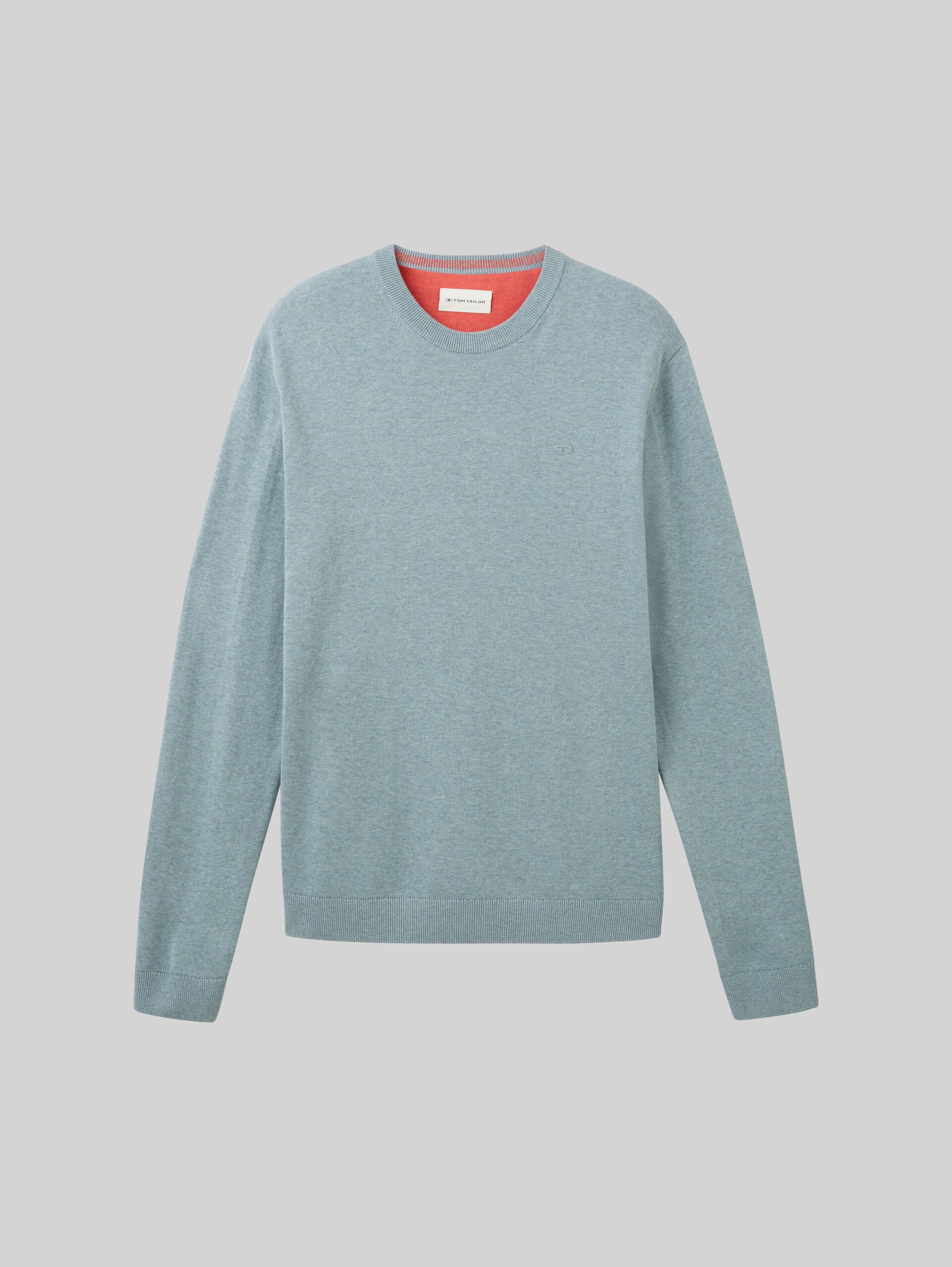 Basic katoenen gebreide trui - dusty ice melange