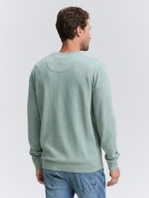 Pull en maille basique en coton - dark smoke green melange