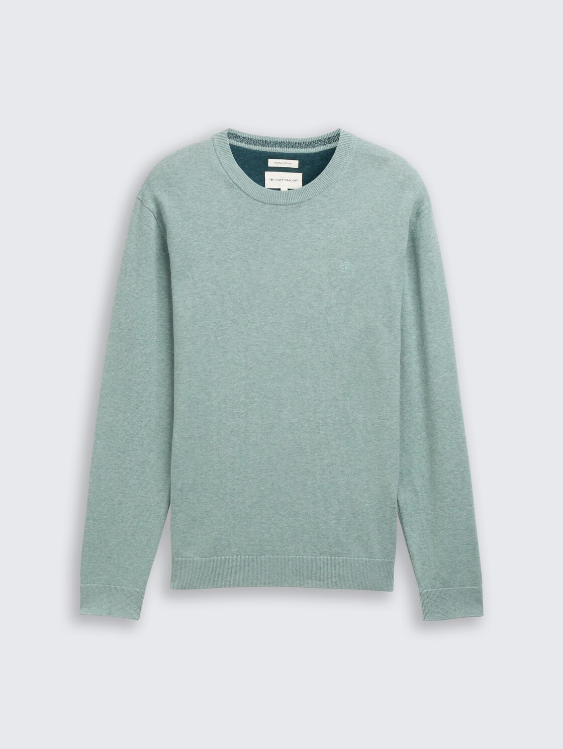 Basic Strickpullover aus Baumwolle - dark smoke green melange