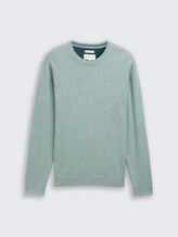 Pull en maille basique en coton - dark smoke green melange